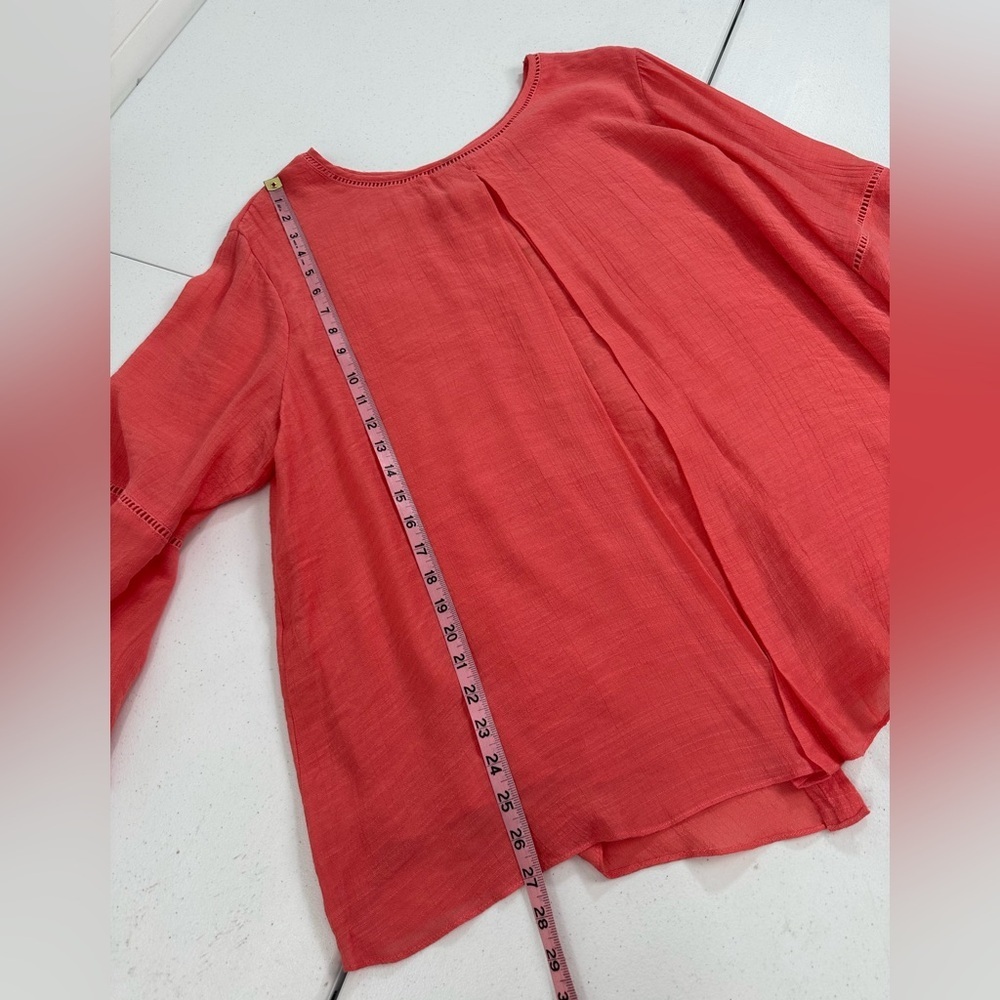NWT Studio JPR Bohemian Flowy Cape Style Modest Blouse Coral - Picture 5 of 10
